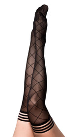 Kixies Anna Sheer Diamond Thigh Highs Size C Hosiery